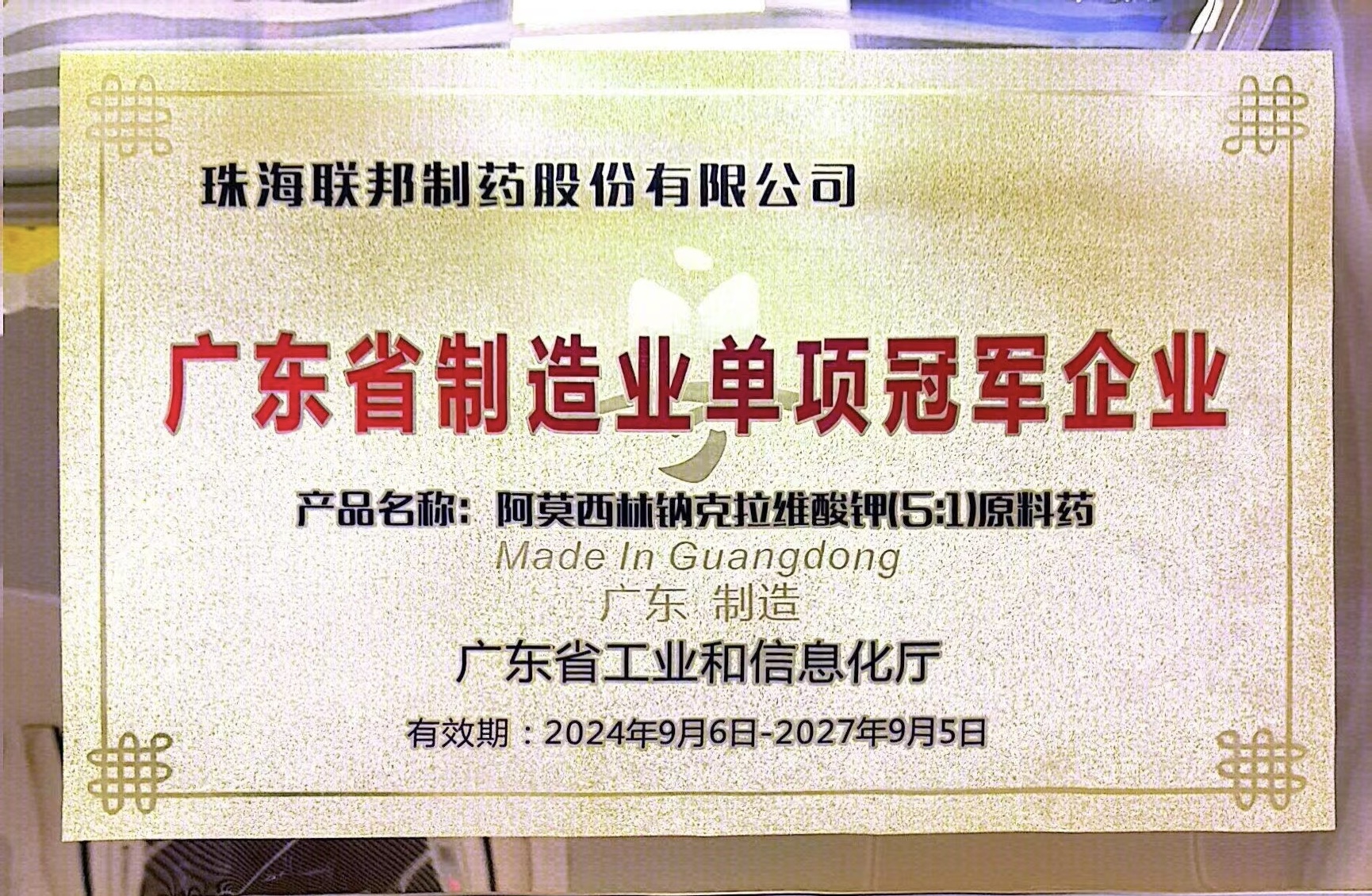 廣東省制造業(yè)單項(xiàng)冠軍企業(yè)